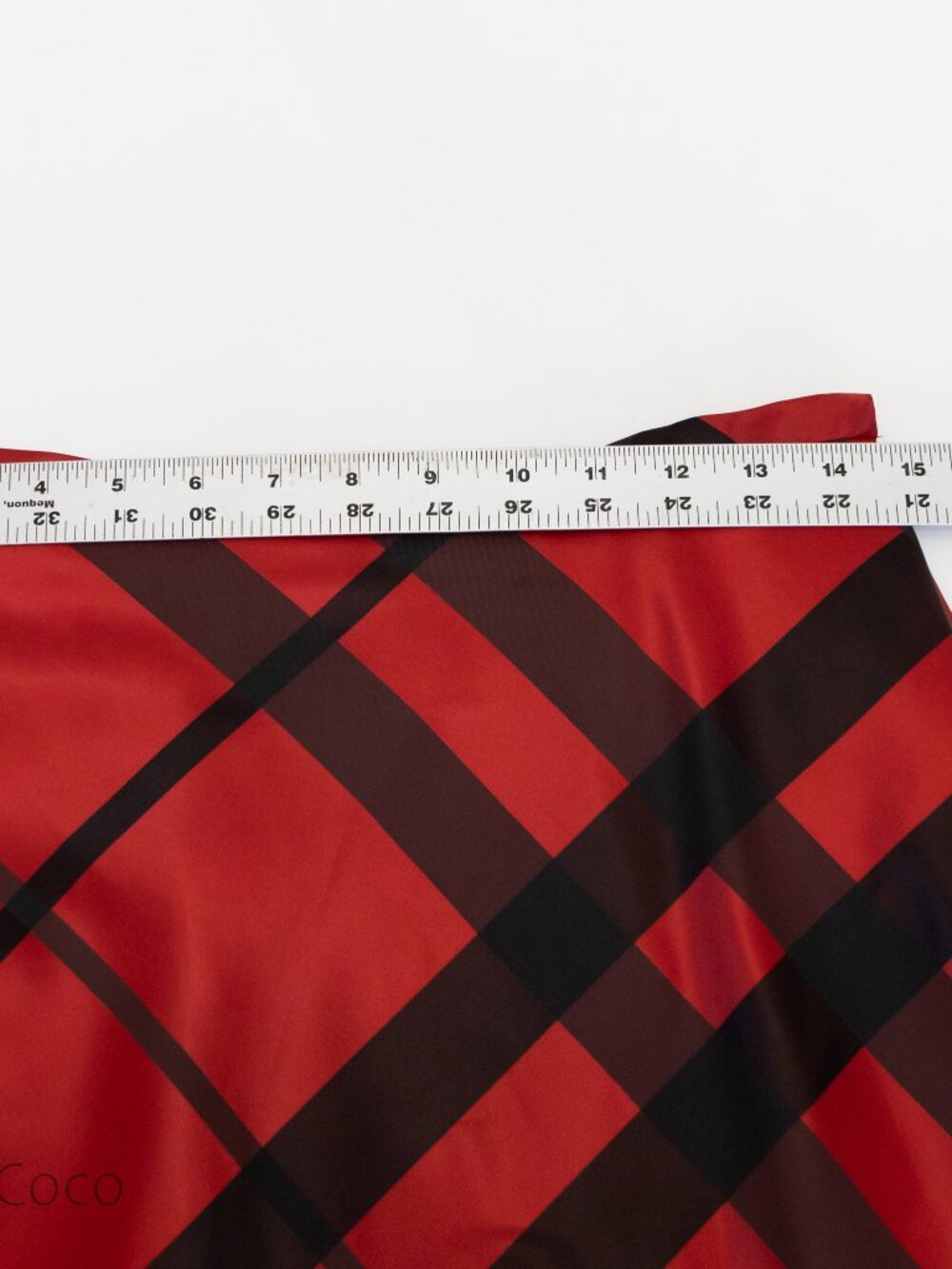Vintage Victor Costa M Red Taffeta Maxi Skirt Plaid A-Line Dramatic Bold 90s Y2K - Picture 8 of 10